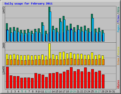 Daily usage for February 2011